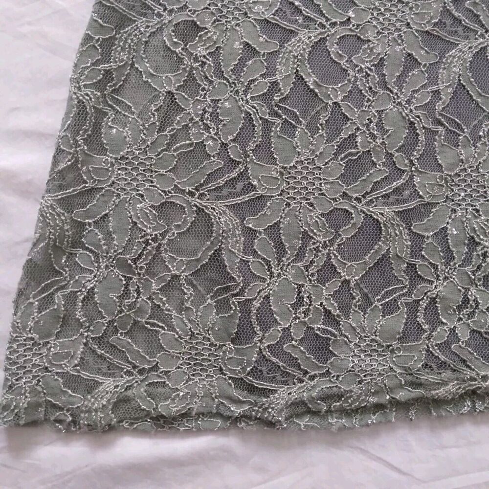 One by Eight Dress Gown Green Lace Overlay Regencycore Bridgerton Womens Size 6 - Picture 8 of 16